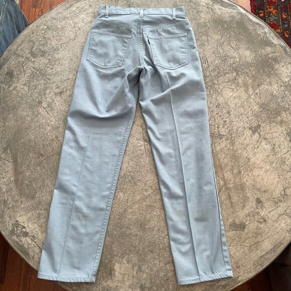 Vintage Levi's BIG E 60s 70s Black Gold Tab Staprest Baby Blue Jeans Womens 26 - Picture 9 of 12